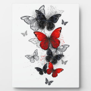 Flying Black and Red Morpho Butterfliegen Fotoplatte