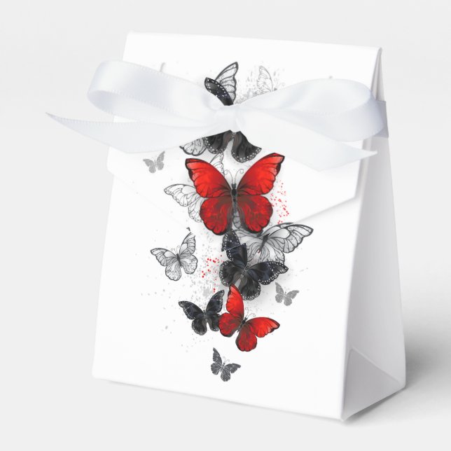 Flying Black and Red Morpho Butterfliegen Geschenkschachtel (Vorderseite)