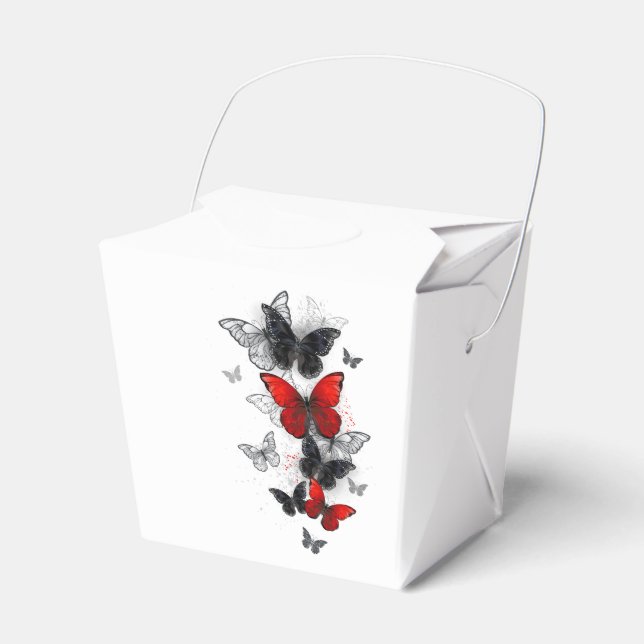 Flying Black and Red Morpho Butterfliegen Geschenkschachtel (Vorderseite)