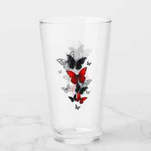 Flying Black and Red Morpho Butterfliegen Glas