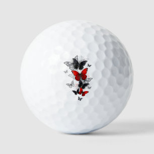 Flying Black and Red Morpho Butterfliegen Golfball