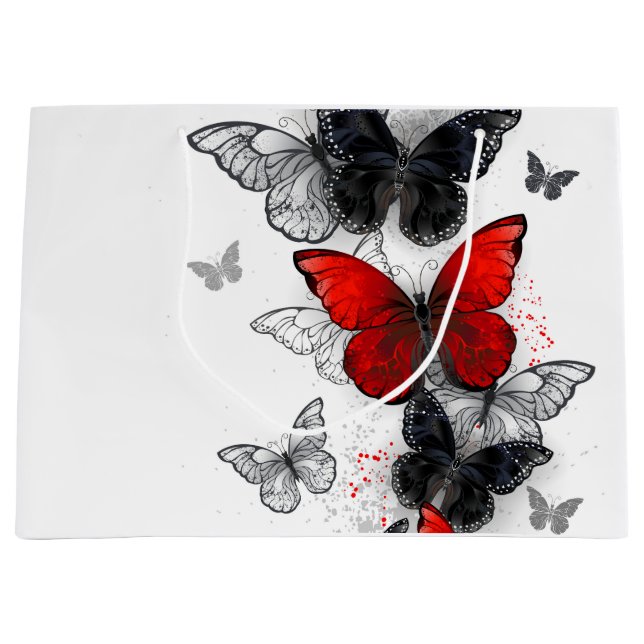 Flying Black and Red Morpho Butterfliegen Große Geschenktüte (Vorderseite)