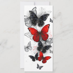 Flying Black and Red Morpho Butterfliegen Hinweiskarte