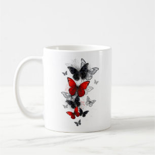 Flying Black and Red Morpho Butterfliegen Kaffeetasse
