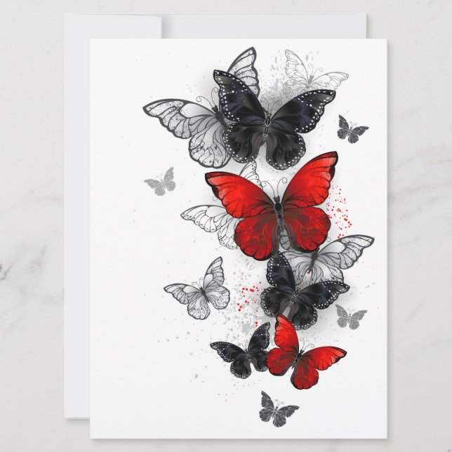 Flying Black and Red Morpho Butterfliegen Karte (Vorderseite)