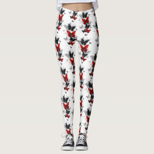 Flying Black and Red Morpho Butterfliegen Leggings