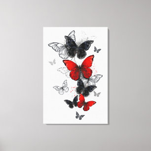 Flying Black and Red Morpho Butterfliegen Leinwanddruck