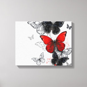 Flying Black and Red Morpho Butterfliegen Leinwanddruck