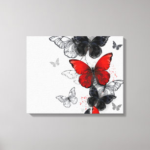 Flying Black and Red Morpho Butterfliegen Leinwanddruck