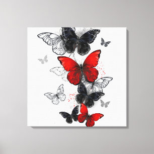 Flying Black and Red Morpho Butterfliegen Leinwanddruck
