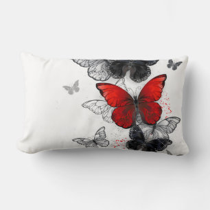 Flying Black and Red Morpho Butterfliegen Lendenkissen