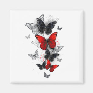 Flying Black and Red Morpho Butterfliegen Magnet