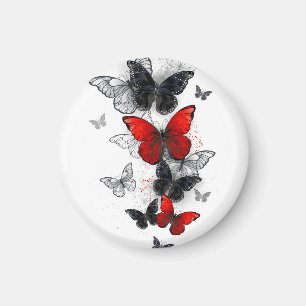 Flying Black and Red Morpho Butterfliegen Magnet