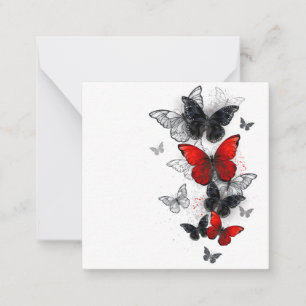 Flying Black and Red Morpho Butterfliegen Mitteilungskarte