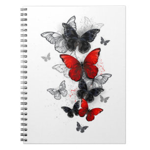 Flying Black and Red Morpho Butterfliegen Notizblock