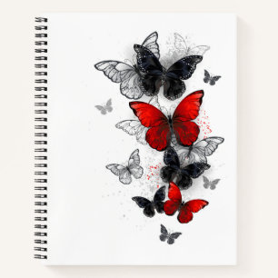 Flying Black and Red Morpho Butterfliegen Notizbuch