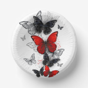 Flying Black and Red Morpho Butterfliegen Pappteller