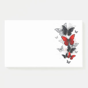 Flying Black and Red Morpho Butterfliegen Post-it Klebezettel