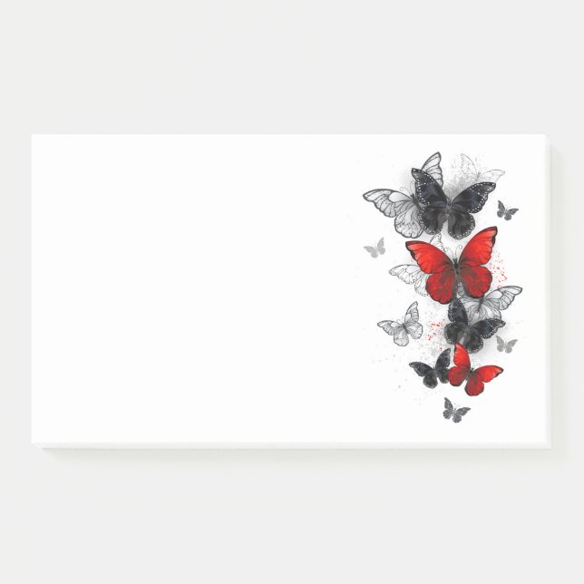Flying Black and Red Morpho Butterfliegen Post-it Klebezettel (Vorderseite)