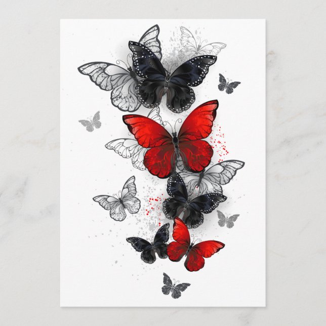 Flying Black and Red Morpho Butterfliegen Programm (Vorderseite)