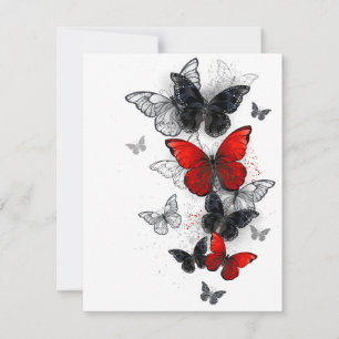 Flying Black and Red Morpho Butterfliegen Save The Date
