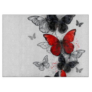 Flying Black and Red Morpho Butterfliegen Schneidebrett