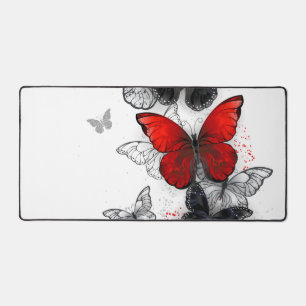 Flying Black and Red Morpho Butterfliegen Schreibtischunterlage