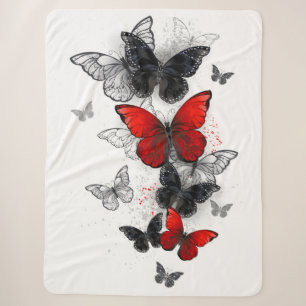Flying Black and Red Morpho Butterfliegen Sherpadecke