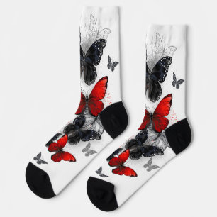Flying Black and Red Morpho Butterfliegen Socken