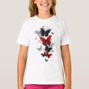 Flying Black and Red Morpho Butterfliegen T-Shirt