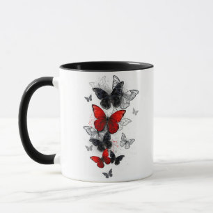 Flying Black and Red Morpho Butterfliegen Tasse