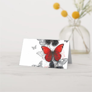 Flying Black and Red Morpho Butterfliegen Terminkarte