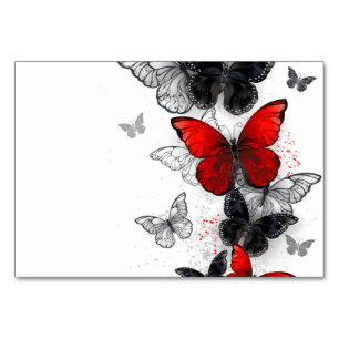 Flying Black and Red Morpho Butterfliegen Tischnummer