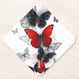 Flying Black and Red Morpho Butterfliegen Untersetzer