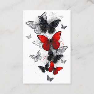 Flying Black and Red Morpho Butterfliegen Visitenkarte
