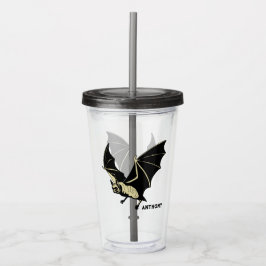 Flying Black Bat Personalized Acryltrinkbecher