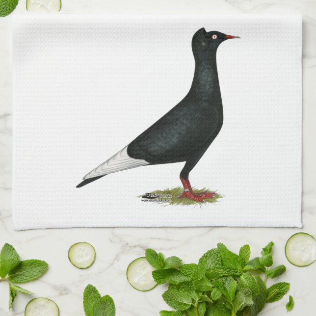 Flying Black Cap-Taube Küchentuch (Gefaltet)