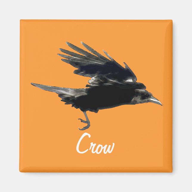 Flying Black Crow Birdlover Magnet (Vorne)