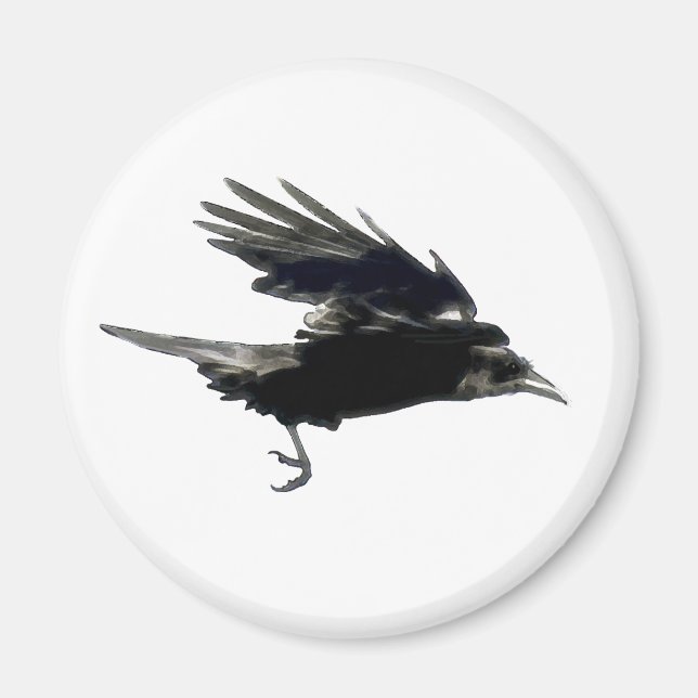 Flying Black Crow Birdlover Magnet (Vorne)