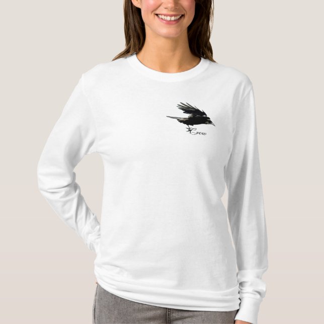 Flying Black CROW Wildlife Art Shirt (Vorderseite)