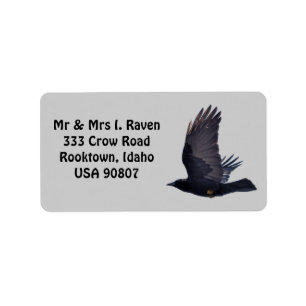 Flying Black Raven Foto Labels Adressaufkleber