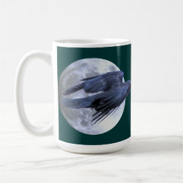 Flying Black Raven & Moon Celtic, Wiccan Kaffeetasse