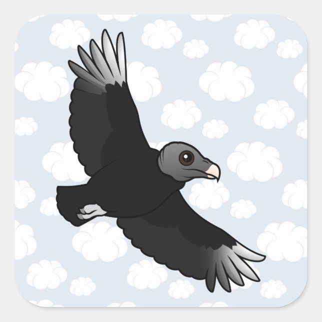 Flying Black-Vulture Quadratischer Aufkleber (Vorderseite)