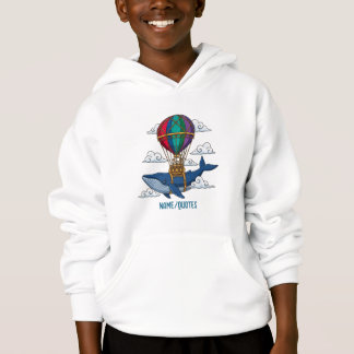 Flying Blue Whale with Hot Air Balloon Hoodie