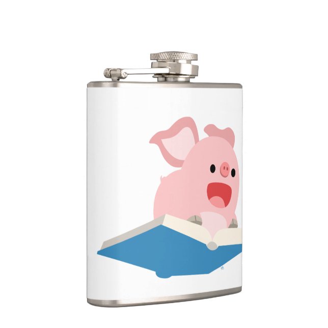 Flying Book and Cartoon Pig Hiask Flask Flachmann (Rechts)
