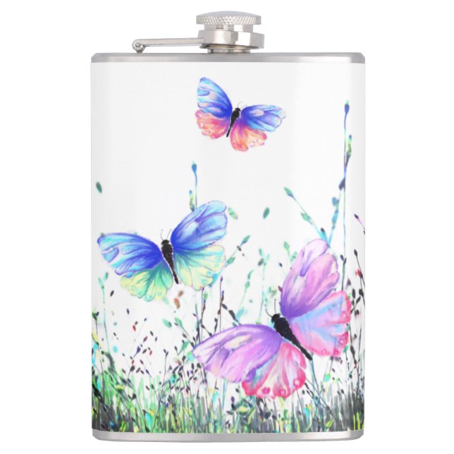 Flying Butterflies Flask Flachmann (Vorderseite)