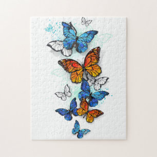 Flying Butterflies Morpho und Monarch