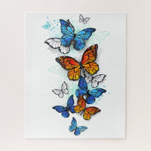 Flying Butterflies Morpho und Monarch (Vertikal)