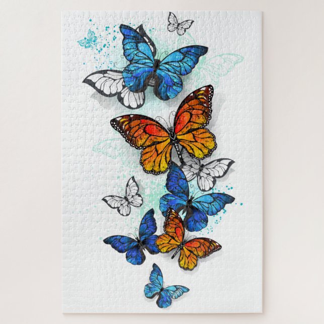 Flying Butterflies Morpho und Monarch (Vertikal)