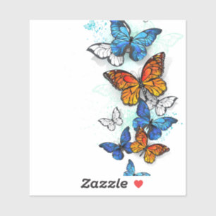 Flying Butterflies Morpho und Monarch Aufkleber
